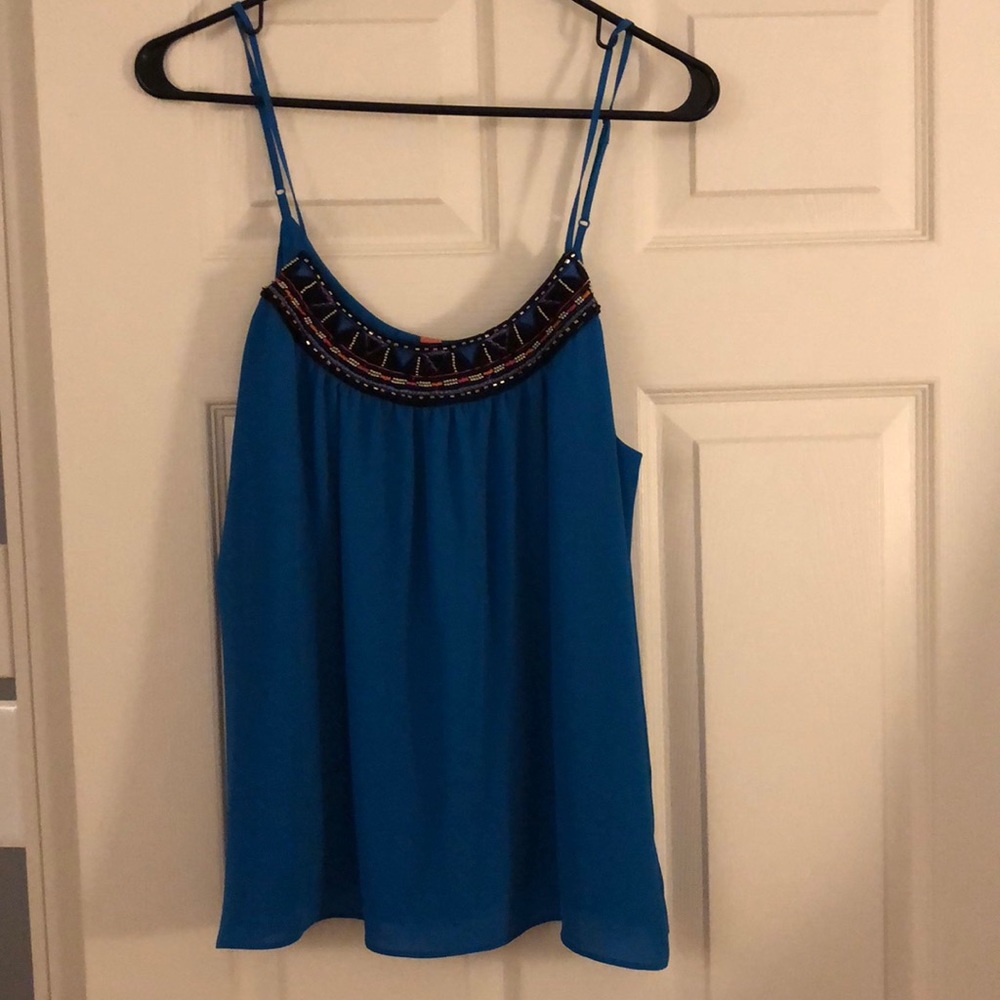 Eight Sixty Beaded Neck Flowy Tank Tkp